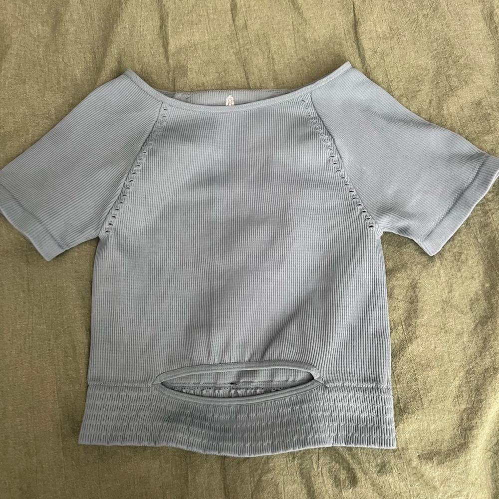 FP Movement by Free People Light Blue Short Sleeve Top